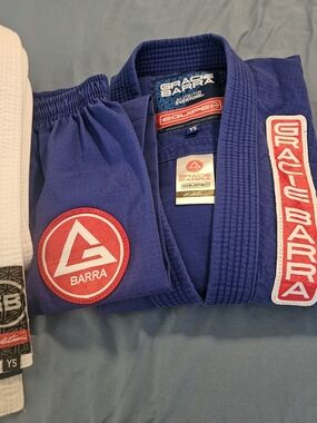 Gracie Barra Blue Jiu-Jitsu Gi with Red Patches, Size Y5